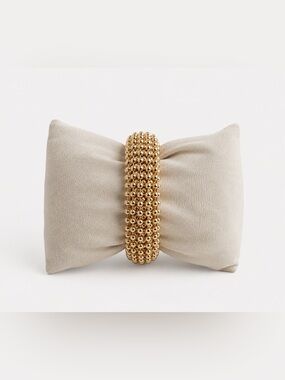 Gold Beaded Cluster Stretch Bracelet Statement Bubble Ball Cuff Bangle